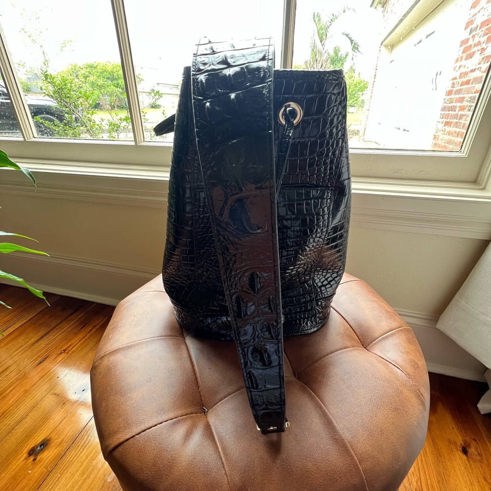 Brahmin Black Crocodile Embossed Shoulder Bag - Picture 5 of 15